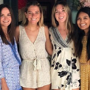 Billabong Cream and Black Floral Wrap Romper